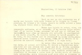 [Carta] 1945 oct. 22, Montevideo [a] Gabriela Mistral