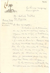 [Carta] 1950 ene. 27, La Paloma, Uruguay [a] Gabriela Mistral, Los Angeles, [EE.UU.]