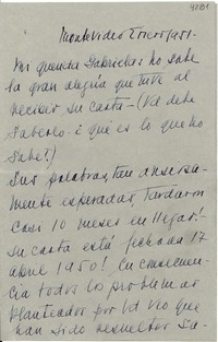 [Carta] 1951 ene., Montevideo, [Uruguay] [a] Gabriela [Mistral]