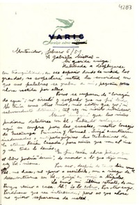[Carta] 1951 feb. 6, Montevideo, [Uruguay] [a] Gabriela Mistral