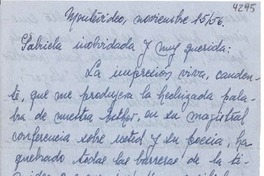 [Carta] 1956 nov. 15, Montevideo, [Uruguay a] Gabriela Mistral