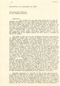 [Carta] 1937 nov. 4, Montevideo [a] Gabriela Mistral, Río de Janeiro, Brasil