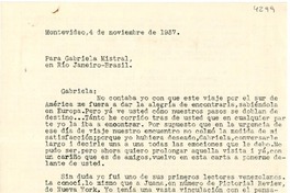 [Carta] 1937 nov. 4, Montevideo [a] Gabriela Mistral, Río de Janeiro, Brasil
