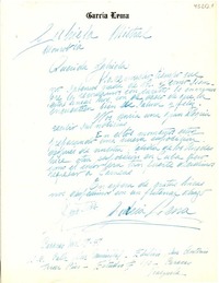 [Carta] 1947 nov. 17, Caracas, Venezuela [a] Gabriela [Mistral]