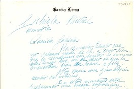 [Carta] 1947 nov. 17, Caracas, Venezuela [a] Gabriela [Mistral]