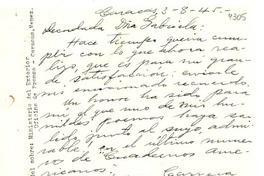 [Carta] 1945 ago. 3, Caracas [a] Gabriela Mistral