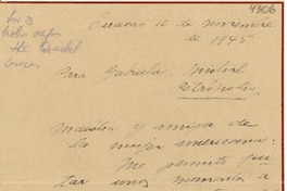 [Carta] 1945 nov. 10, Caracas [a] Gabriela Mistral, Petrópolis