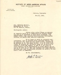[Carta] 1945 nov. 16, Caracas, Venezuela [a] Gabriela Mistral, Río de Janeiro, Brasil