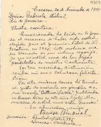 [Carta] 1945 nov. 20, Caracas [a] Gabriela Mistral, Río de Janeiro