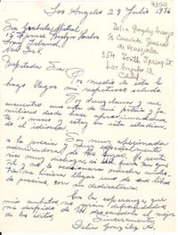 [Carta] 1956 jul. 29, Los Angeles, California [a] Gabriela Mistral, Long Island, New York