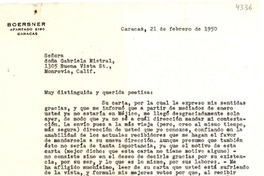 [Carta] 1950 feb. 21, Caracas [a] Gabriela Mistral, Monrovia, California