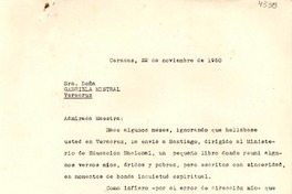 [Carta] 1950 nov. 22, Caracas [a] Gabriela Mistral, Veracruz
