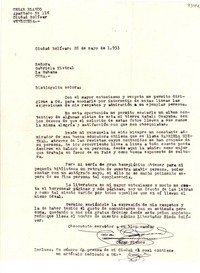 [Carta] 1953 mayo 28, Ciudad Bolivar, Venezuela [a] Gabriela Mistral, La Habana, Cuba
