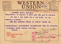 [Telegrama] 1953 jul. 9, Caracas [a] Gabriela Mistral