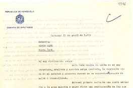 [Carta] 1954 abr. 22, Caracas Venezuela [a] Doris Dana, Nueva York