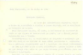[Carta] 1942 jul. 22, Belo Horizonte, Minas Gerais [a] Gabriela Mistral