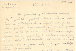 [Carta] 1943 ago. 18, Río de Janeiro [a] Gabriela Mistral
