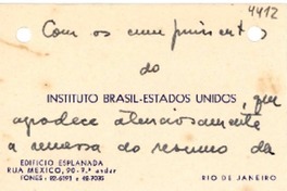 [Tarjeta] 1943 nov. 20, Río de Janeiro [a] Gabriela Mistral