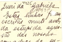 [Tarjeta] 1943, [Brasil] [a] Gabriela Mistral