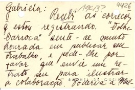 [Tarjeta] 1943, [Brasil] [a] Gabriela Mistral