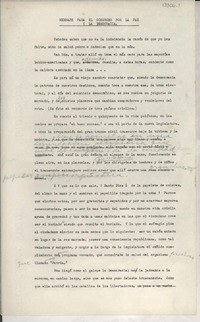 Mensaje para el Congreso por la Paz y la Democracia