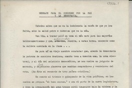 Mensaje para el Congreso por la Paz y la Democracia