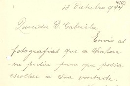 [Carta] 1944 oct. 18, [Brasil] [a] Gabriela Mistral