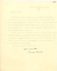 [Carta] 1944 nov. 5, Rio, [Brasil] [a] Gabriela Mistral