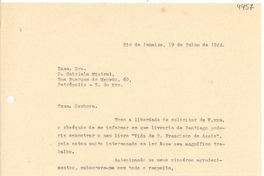 [Carta] 1944 jul. 19, Río de Janeiro [a] Gabriela Mistral, Petrópolis