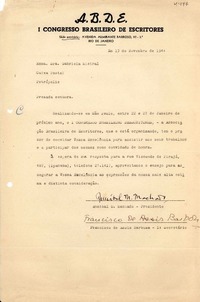[Carta] 1944 nov. 13, Río de Janeiro [a] Gabriela Mistral, Petrópolis