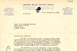 [Carta] 1944 nov. 27, Río de Janeiro, Brasil [a] Gabriela Mistral, Petrópolis