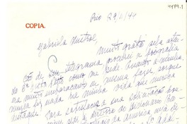 [Carta] 1944 nov. 29, Río de Janeiro [a] Gabriela Mistral