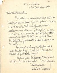 [Carta] 1944 dic. 3, Río de Janeiro [a] Gabriela Mistral