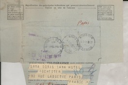 [Telegrama] 1951 mayo 24, Rapallo, [Italia] [a] Doris Dana, Paris, [France]