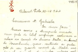 [Carta] 1944 dic. 23, Ribeirao Preto, Brasil [a] Gabriela Mistral