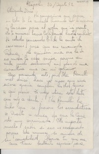 [Carta] 1952 ago. 20, Nápoles, [Italia] [a la] Chiquita Doris