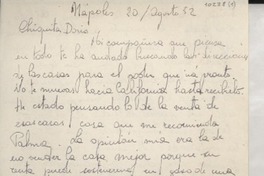 [Carta] 1952 ago. 20, Nápoles, [Italia] [a la] Chiquita Doris