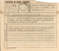 [Telegrama] 1945 nov. 16, Petrópolis, RJ, [Brasil] [a] Gabriela Mistral, Consulado Chile, Petrópolis, RJ, [Brasil]