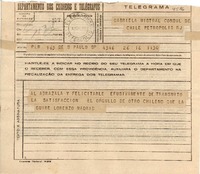 [Telegrama] 1945 nov. 16, Petrópolis [a] Gabriela Mistral