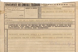 [Telegrama] 1945 nov. 17, Río de Janeiro [a] Gabriela Mistral