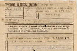 [Telegrama] 1945 nov. 16, Petrópolis, Brasil [a] Gabriela Mistral