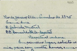 [Carta] 1945 nov. 21, Río de Janeiro [a] Gabriela Mistral