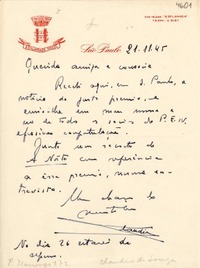 [Carta] 1945 nov. 21, São Paulo, [Brasil] [a] [Gabriela Mistral]