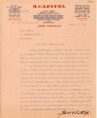 [Carta] 1946 mar. 9, Sao Paulo, Brasil [a] Gabriela Mistral, Petrópolis