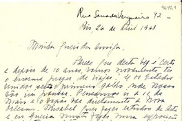 [Carta] 1948 abril 24, Rio [de Janeiro], [Brasil] [a] Gabriela Mistral, Santiago, [Chile]