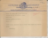 [Telegrama] 1950 nov. 13, Veracruz, México [a] Doris Dana, México D.F.