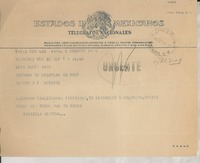 [Telegrama] 1950 sept. 22, Veracruz, [México] [a] Doris Dana, México D.F. , [México]