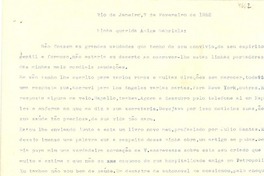 [Carta] 1952 feb. 7, Río de Janeiro [a] Gabriela Mistral, Petrópolis