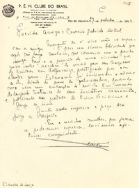 [Carta] 1952 oct. 27, Río de Janeiro [a] Gabriela Mistral