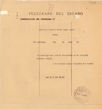[Telegrama] 1954 sept. 3, [Chile] [a] Gabriela Mistral, [Barco] Santa María, Arica, [Chile]